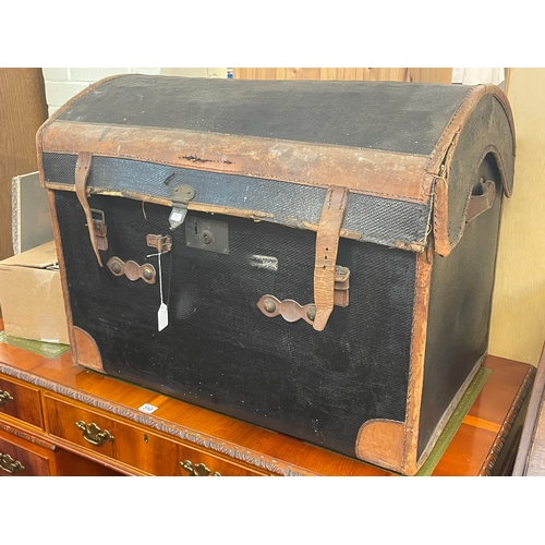 309 - Vintage dome topped cabin trunk, 59.5cm by 79cm by 54cm.