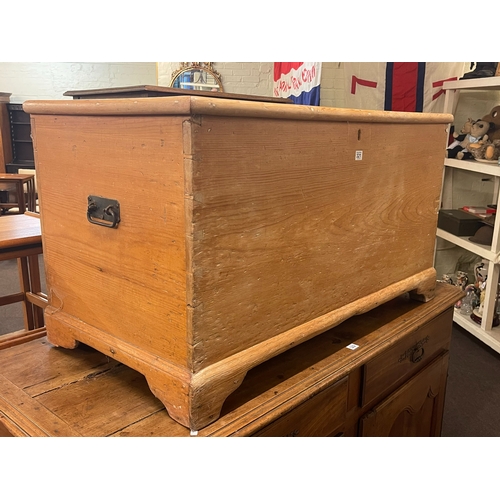 321 - Pine trunk and Edwardian mahogany single drawer side table.