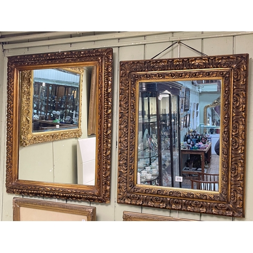 378 - Two gilt framed wall mirrors, largest 79cm by 66cm including frame.