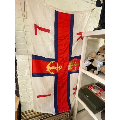 91 - Two large RNLI flags, assorted helmets, ammunition boxes, nautical items including caps, etc.