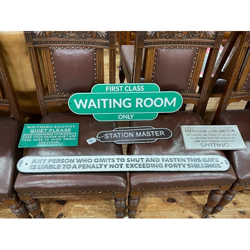 Five cast metal railway interest signs.