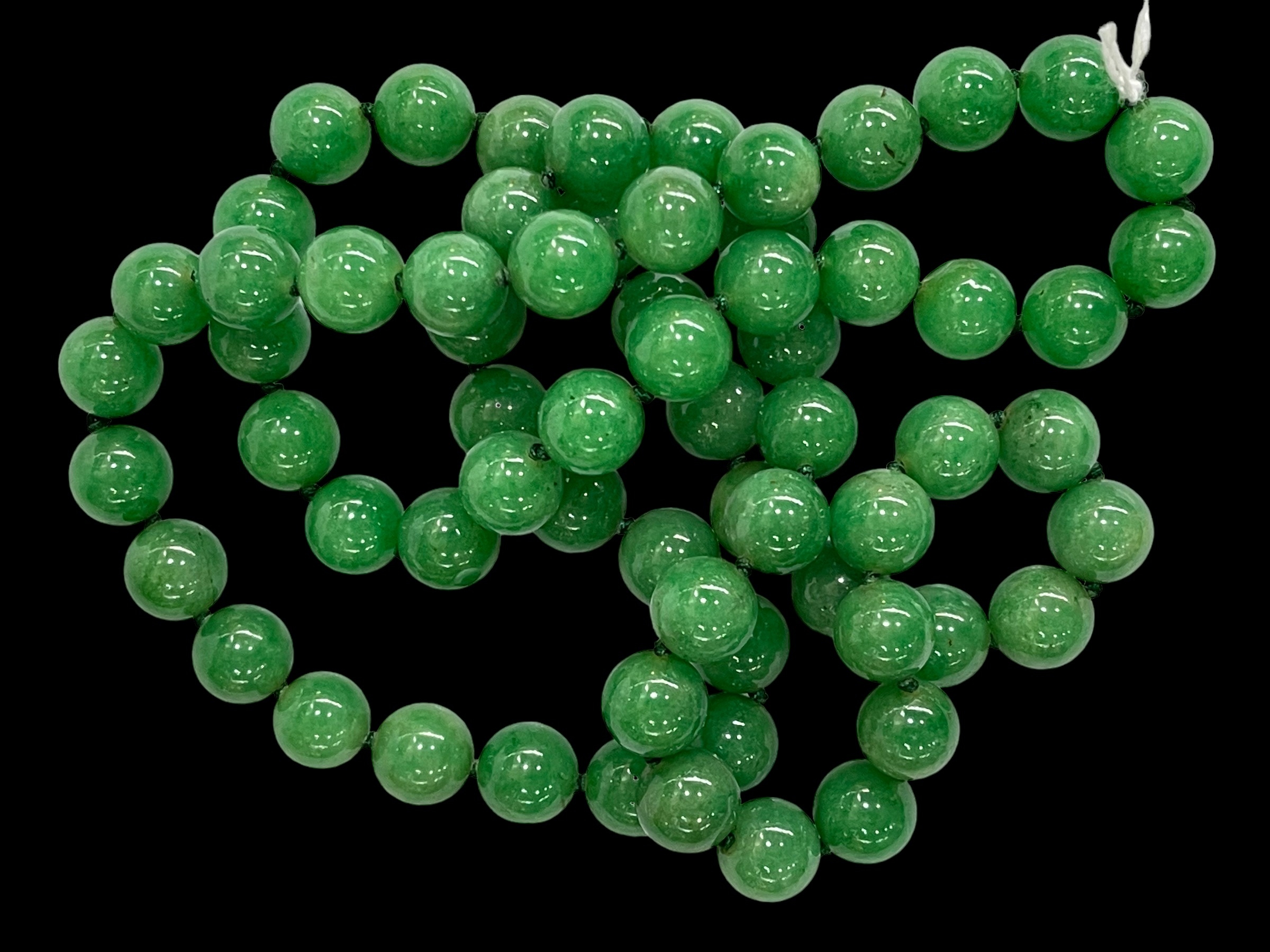 Green jade bead necklace.