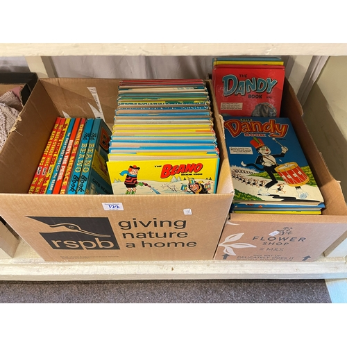 122 - Collection of Beano and Dandy annuals, linens, porcelain, etc.