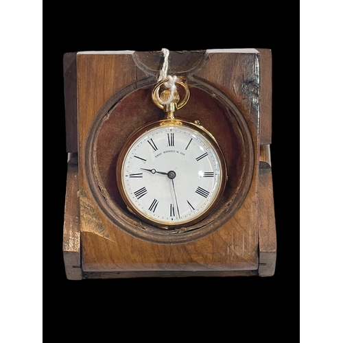 164 - 18 carat gold keyless fob watch, hallmarked Chester 1878, and the dial signed Thos Russell & Son, 4c... 