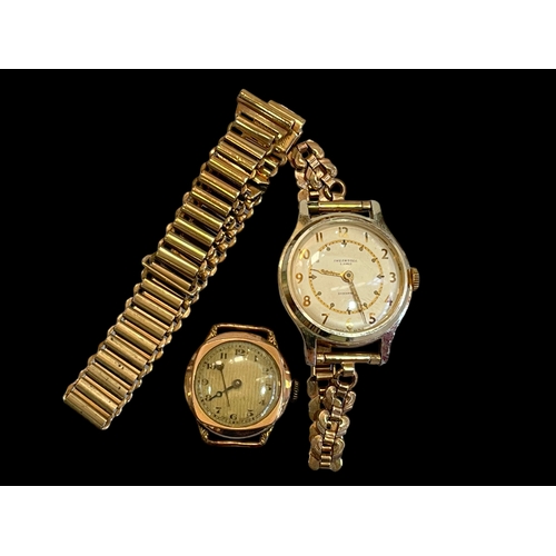 166 - Ingersol watch with 9 carat gold bracelet, another ladies watch and a gold plated watch bracelet (3)... 