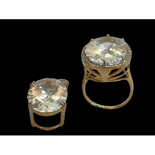 170 - 9 carat gold ring and pendant set with clear gem goshenite stones and tiny diamonds (2).