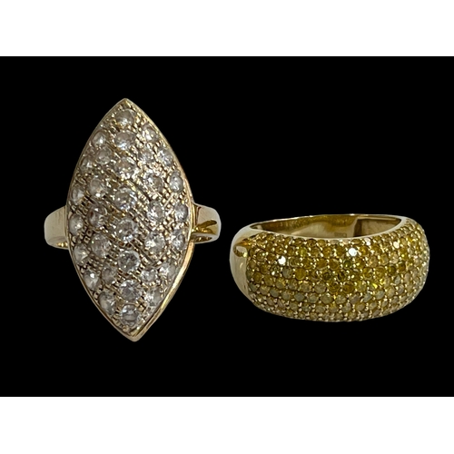 179 - Two 9 carat gold dress rings, size R and T.