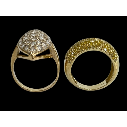 179 - Two 9 carat gold dress rings, size R and T.