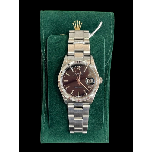 209 - Rolex Oyster Perpetual Date stainless steel wristwatch with black baton dial, case 34mm diameter, wi... 