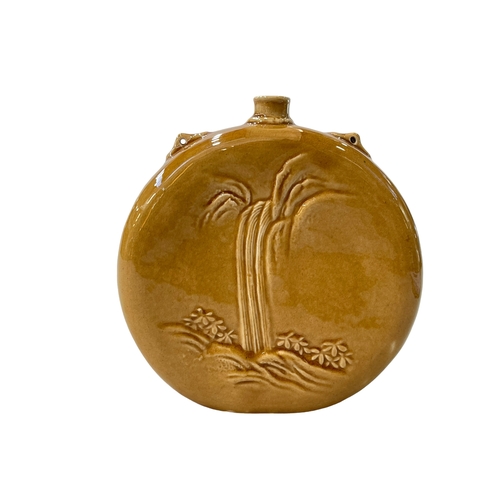 225 - Linthorpe Pottery Dresser chinoiserie flask, shape number 440, 12.5cm.