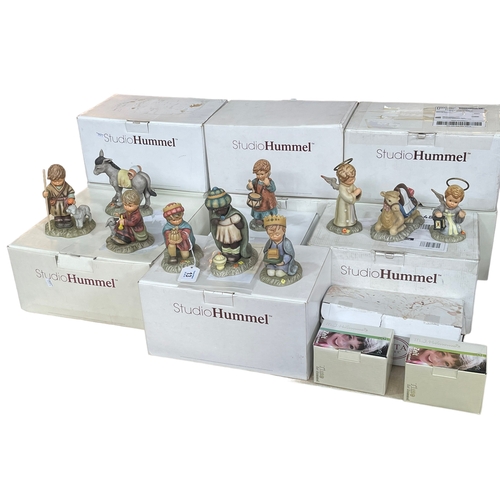 13 - Ten Studio Hummel boxes containing nativity scene figures, three Berta Hummel figures and two Hummel... 