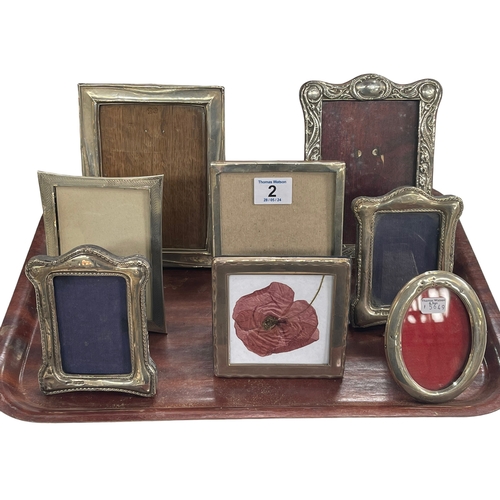 2 - Collection of eight silver photograph frames.