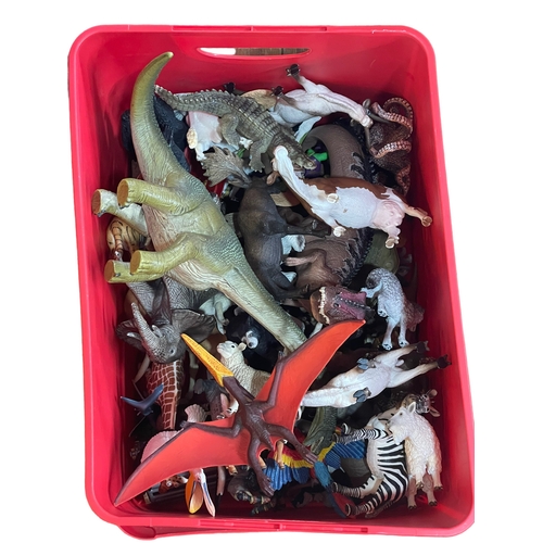 26 - Box of mostly Schleich dinosaurs and animals.