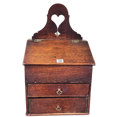 100 - 19th Century spice box with two drawers.