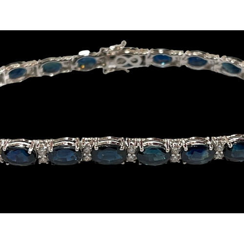 131 - Sapphire and diamond bracelet set in 18 carat white gold, sapphires 13.65 carats.