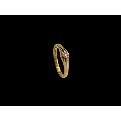 141 - Diamond solitaire 18 carat gold ring,size O/P.