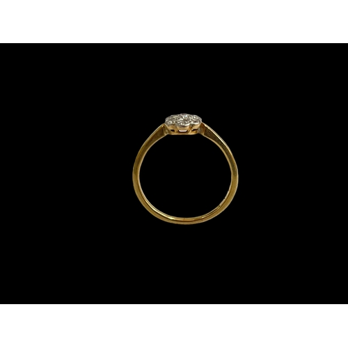 142 - Diamond seven stone 18 carat gold ring, size P.