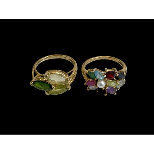 157 - Two 9 carat gold gem set rings.