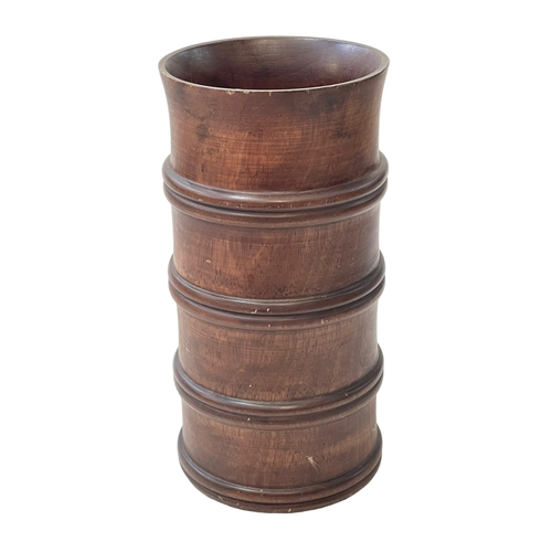 165 - Chinese ribbed bamboo form brush pot.