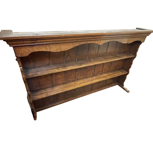 241 - Oak dresser rack, 102cm by 169.5cm.