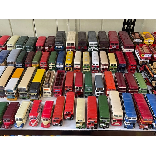 57 - Large collection of Corgi buses including single and double deckers, open top, Routemasters, etc.