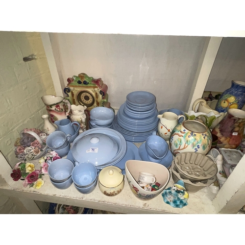 72 - Large collection of decorative porcelain, figurines, part tea sets, etc.