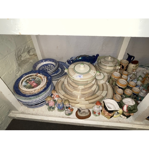 72 - Large collection of decorative porcelain, figurines, part tea sets, etc.