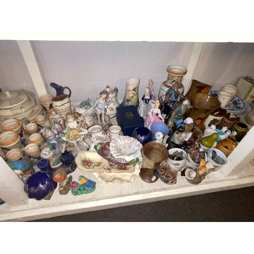 72 - Large collection of decorative porcelain, figurines, part tea sets, etc.