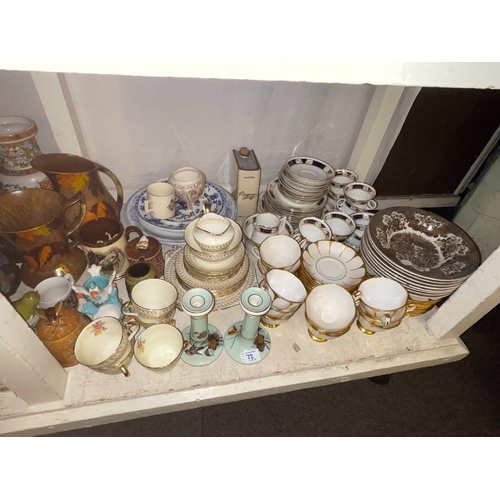 72 - Large collection of decorative porcelain, figurines, part tea sets, etc.