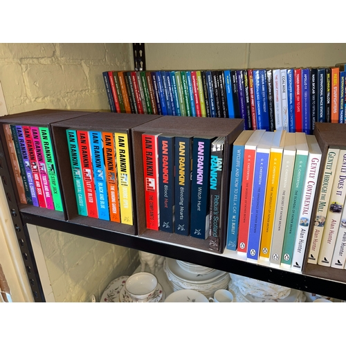 74 - Collection of books including Ian Rankin, aviation and railway interest, etc, together with Top Trum... 