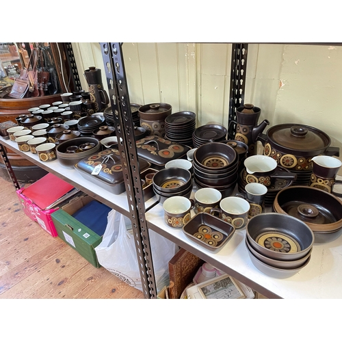 124 - Collection of Denby Arabesque including tureens, teapots, dinner plates, etc, approximately 125 piec... 