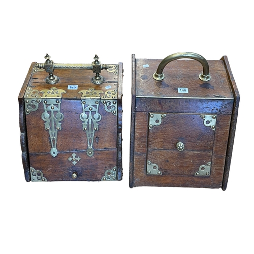 140 - Two late Victorian brass bound coal boxes.