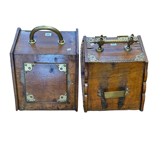 140 - Two late Victorian brass bound coal boxes.