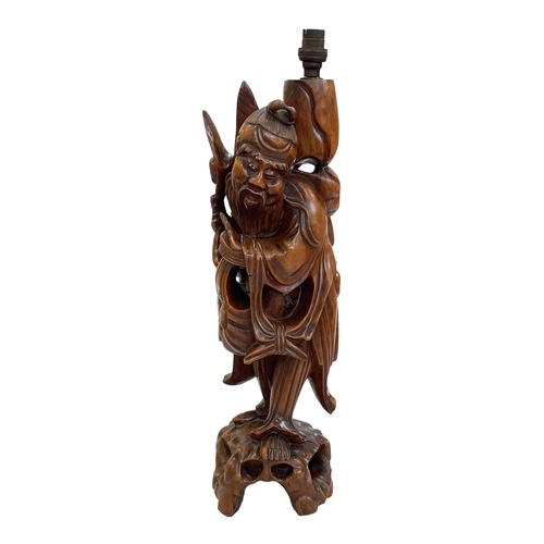 159 - Large Chinese hardwood figure, 61cm high.