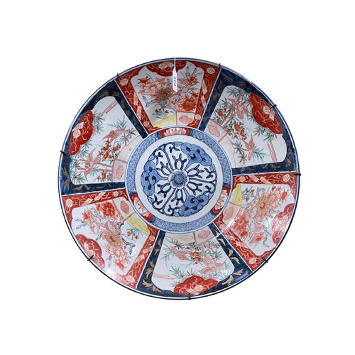 174 - Large Imari charger decorated with birds and floral scenes, 48cm.
