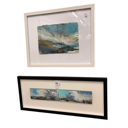 265 - Debbie Loane, three framed mixed media landscapes including Crossing the Fell, two framed as one, la... 