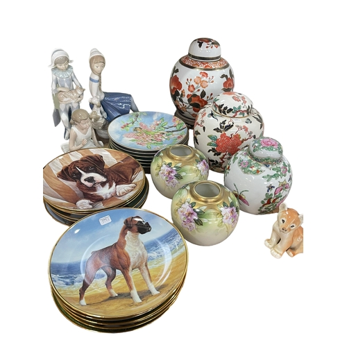 56 - Three Nao figurines, collectors plates including Villeroy & Boch, ginger jars, etc.