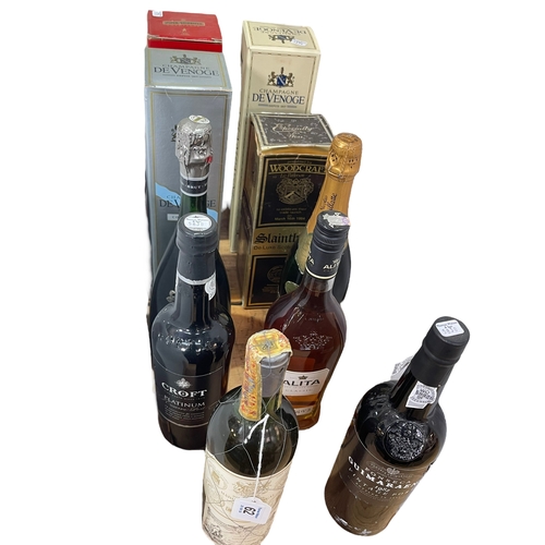 62 - Collection of Champagne, De-Luxe Scotch Whisky, Port, Brandy, etc, including Slainteva 75cl, Pier-He... 