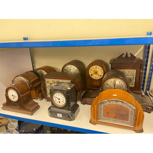 65 - Collection of Victorian mantel clocks including slate, inlaid, etc.