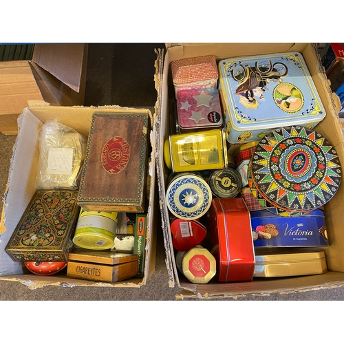 73 - Collection of vintage tins, cigar box, etc.