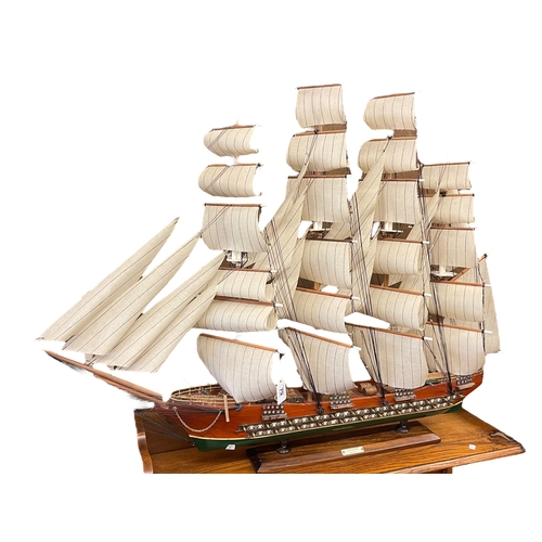 79 - Model galleon ship on stand marked 'Fragata', 78cm high.
