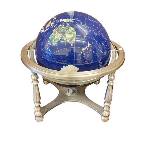 80 - Semi-precious stone globe, 44cm high.