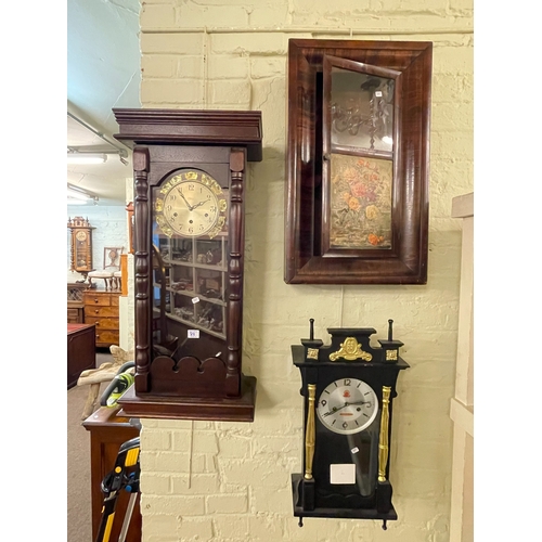 88 - Longcase clock faces, American mantel clock, wall clocks, parts, movements, etc.