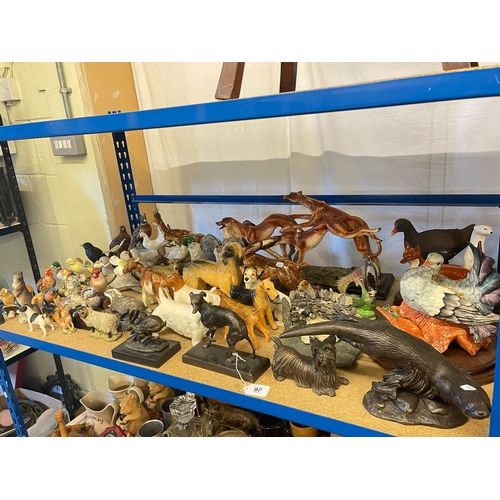 97 - Collection of animal ornaments including Winstanley Hare, size 5, bird ornaments, etc.