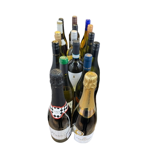 44 - Fourteen bottles of assorted white wines, bottle of Champagne and bottle of Prosecco.