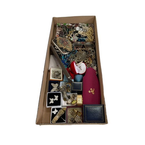 17 - Box of costume jewellery, wristwatches, etc.