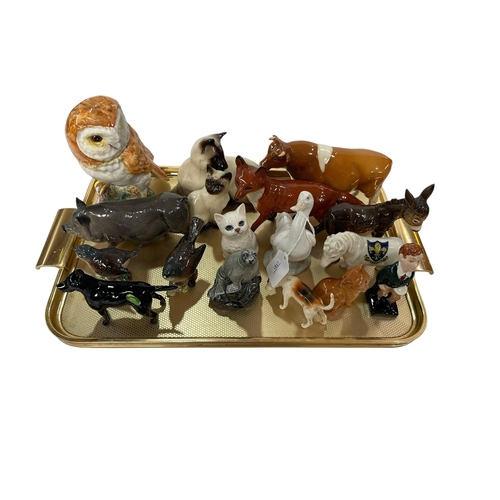 2 - Assorted Beswick animals including Ch Sabrina's Sir Richmond, dog, cats and birds, Doulton pig and O... 