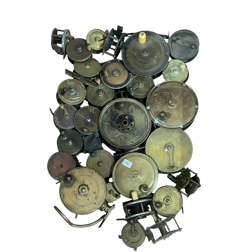 28 - Collection of brass fishing reels.