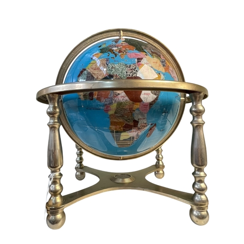 60 - Semi-precious stone globe, 44cm high.