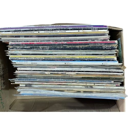 21 - Box of LP records including signed Dingly Dell Lindisfarne, Genesis, etc.